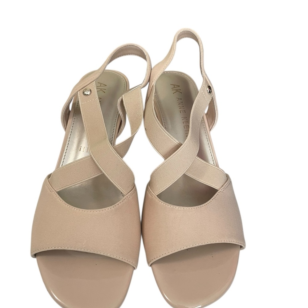 Anne Klein Women's Ressa Heeled Nude Wedge Sandals Size 9.5